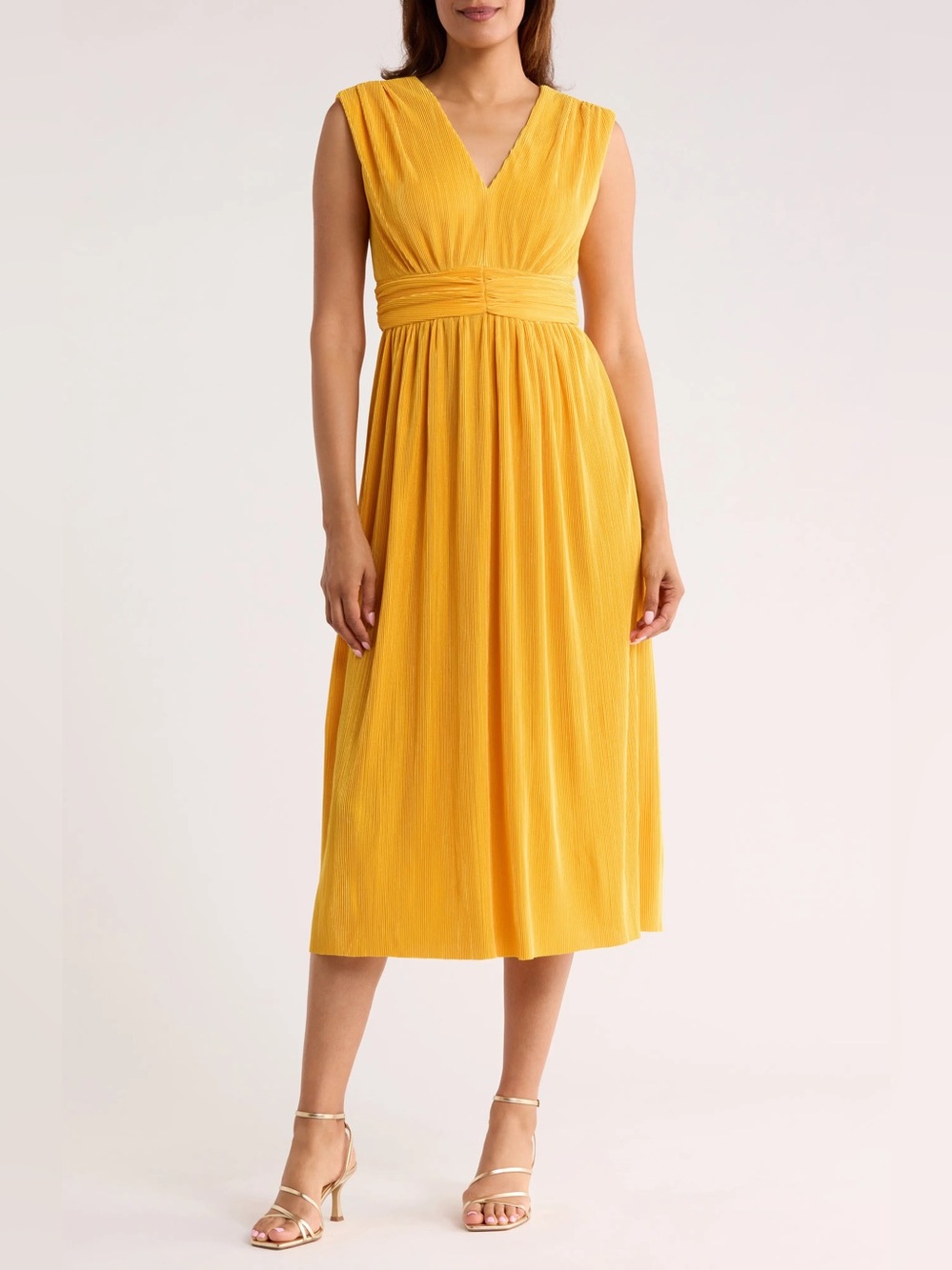 Vince Camuto Ribbed Knit V-Neck Midi Dress